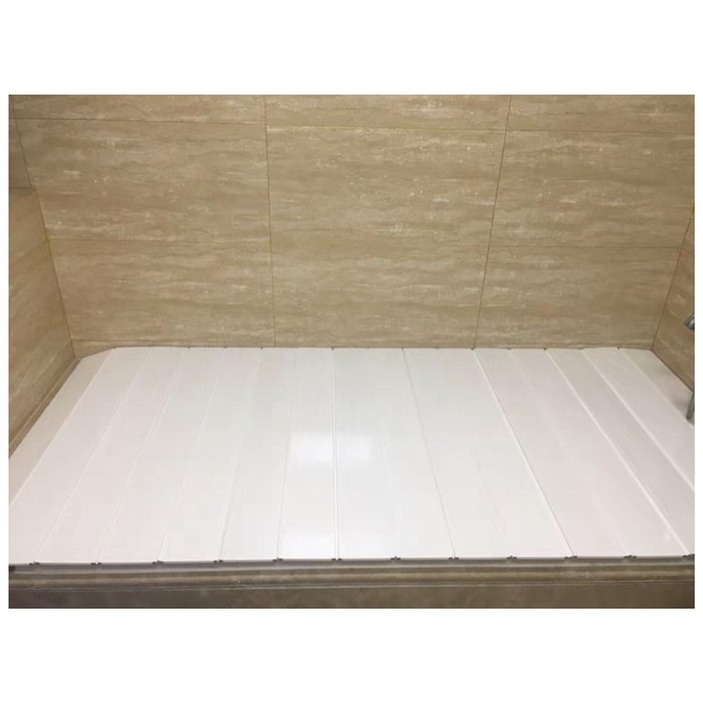 Bathtub Tray Bathtub Caddy Tray Dust-Proof Bathtub Cover Folding Durable Insulation Cover, Scalable PVC Bath Tub Accessories Shutter Bath Lid, Length 150/160/170/180cm Multifunctional (Color : White