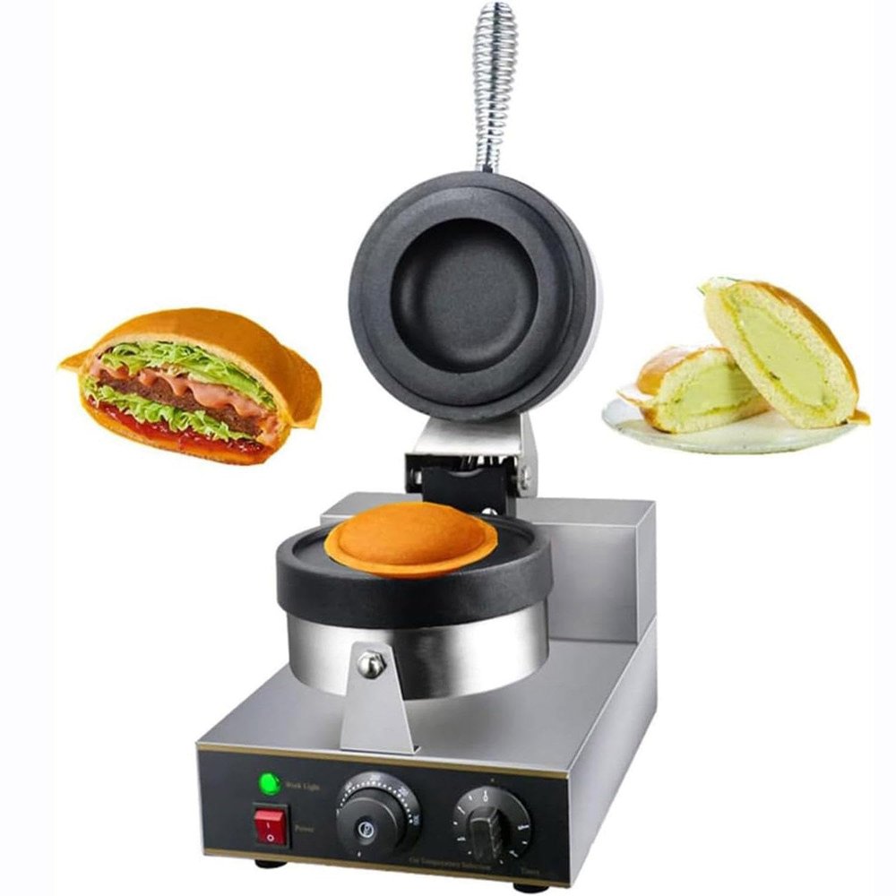 RESKIU Electric Waffle Maker, Panini Press Sandwich Maker Ice Cream Brioche Hamburger Maker Panini Press Machine Non-stick Plates Independent Temperature Control for Bakeries, Restaurants,A