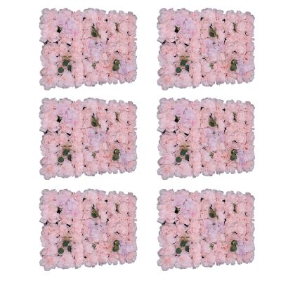 TFCFL 6 Pack Flower Wall Panels for Backdrop, 24 x 16 Inch Artificial Flower Wall Panels 3D Silk Flower Wall Mat for Wedding Anniversary Party Birthday Home Bridal/Baby Shower Decor