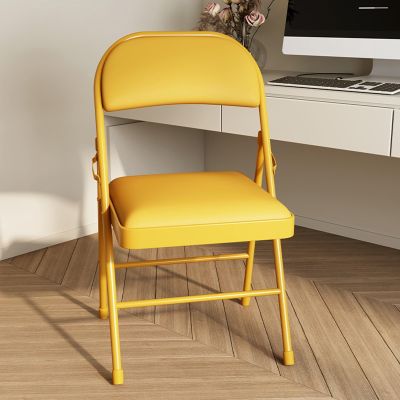 Torzk Folding Chairs with Padded Seats, Indoor Outdoor Portable Stackable Commercial Seat Foldable Stool with Thick Cushion for Events Office Wedding Party Kitchen Dining (Color : Yellow)