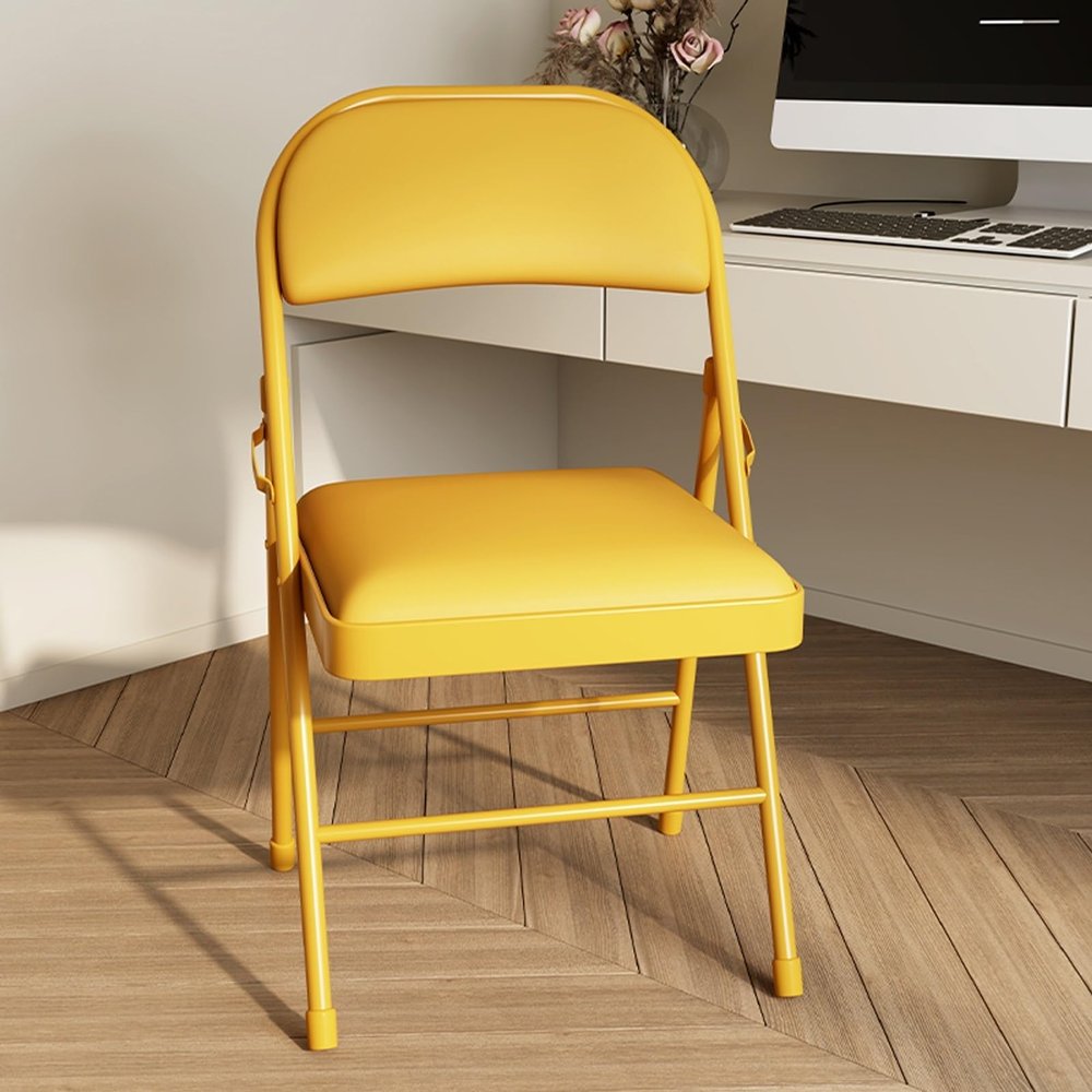 Torzk Folding Chairs with Padded Seats, Indoor Outdoor Portable Stackable Commercial Seat Foldable Stool with Thick Cushion for Events Office Wedding Party Kitchen Dining (Color : Yellow)