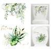 Fumwase 2pcs Toilet Tank and Seat Stickers Set with Different Patterns Self-Adhesive Green Leaf Removable Toilet Stickers Decals Waterproof Toilet Lid Decals for Bathroom Wall Decor view 1