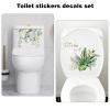 Fumwase 2pcs Toilet Tank and Seat Stickers Set with Different Patterns Self-Adhesive Green Leaf Removable Toilet Stickers Decals Waterproof Toilet Lid Decals for Bathroom Wall Decor view 4