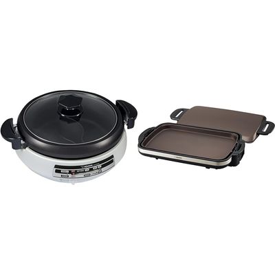 Zojirushi EP-PFC20HA, Gourmet dExpert Electric Skillet for Yin Yang Hot Pot & EA-DCC10 Gourmet Sizzler Electric Griddle,Stainless Brown Extra Large