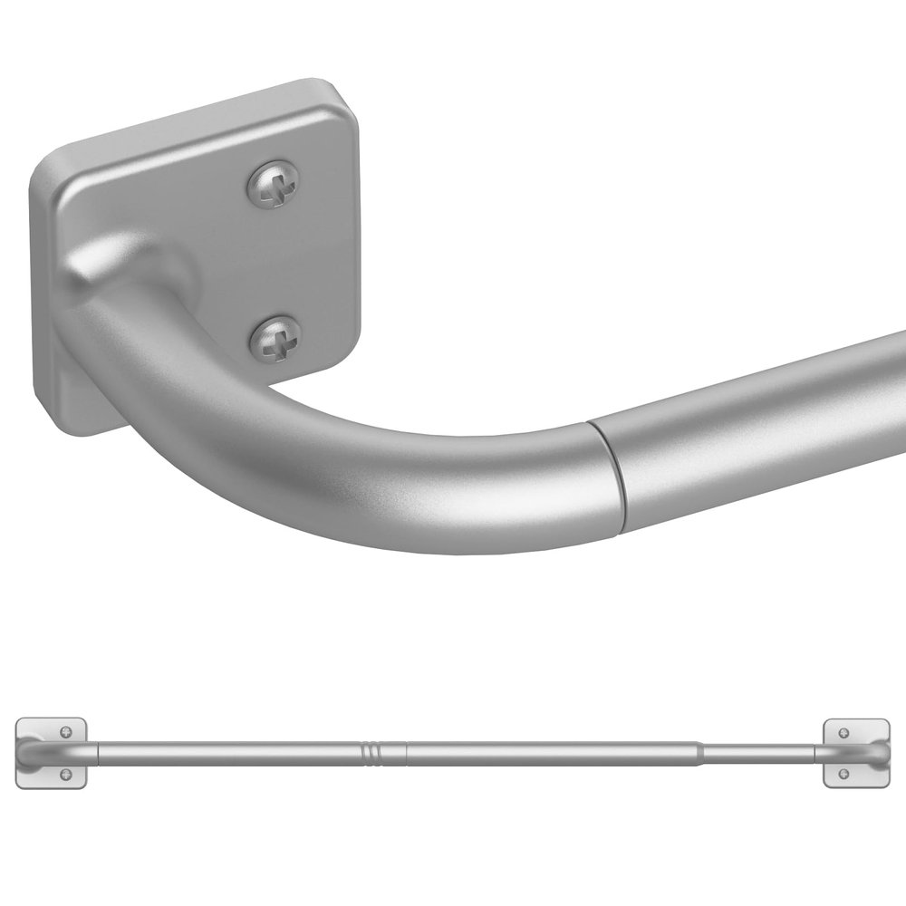 UIOSANRT Wrap Around Curtain Rods for Windows 48 to 84 inch,5/8" Small Diameter Adjustable Heavy Duty Silver Curtain Rod With Brackets Blackout Curtain Rod