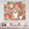 MELPHI Corgi Floral Flowers Printed Wall Decoration Tapestry, Used For Home Decoration view 1