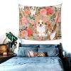 MELPHI Corgi Floral Flowers Printed Wall Decoration Tapestry, Used For Home Decoration view 3