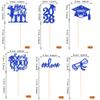 12 Pack 2026 Graduation Centerpiece Sticks Assembled Glitter Class of 2026 So Proud of You Cake Toppers Diploma Grad Cap Table Centerpiece Sticks for 2026 Graduation Theme Party Supplies Blue view 2