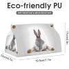 Funny Grey Rabbit Laying Tissue Box Cover, PU Leather Rectangular Tissue Box Case Organizer Holder Vanity Dresser Night Stand Table Countertop Home Office Car 7.7X4.7X4.3'' view 3