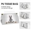 Funny Grey Rabbit Laying Tissue Box Cover, PU Leather Rectangular Tissue Box Case Organizer Holder Vanity Dresser Night Stand Table Countertop Home Office Car 7.7X4.7X4.3'' view 4