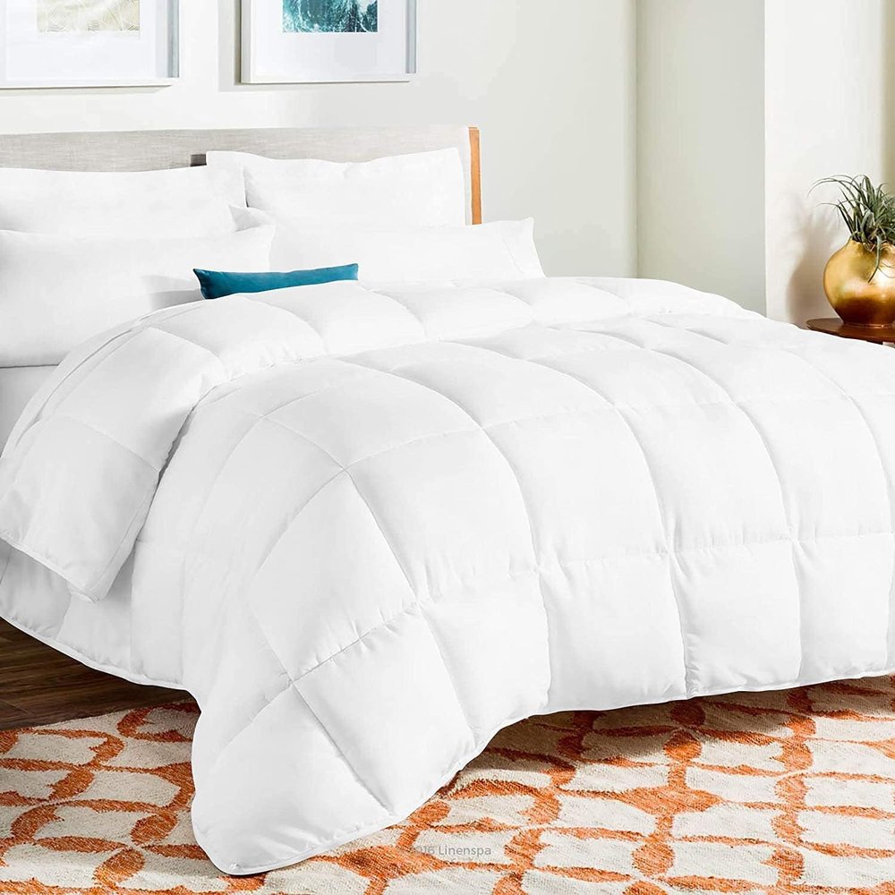 AHJ Beddings Olympic Queen Size 8 Piece Bed in a Bag 100% Egyptian Cotton Premium 1000 Thread Count (500GSM Comforter, 8 inch Deep Pocket Sheet Set and Bed Skirt) - White