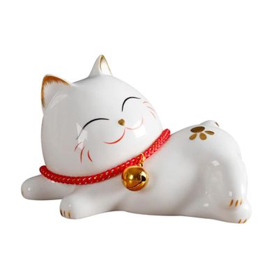 Ciieeo 1pc Ceramic Cat Model Ornament Decorative Photography Prop for Home Office Stylish Desktop Adornment for Housewarming Collectors