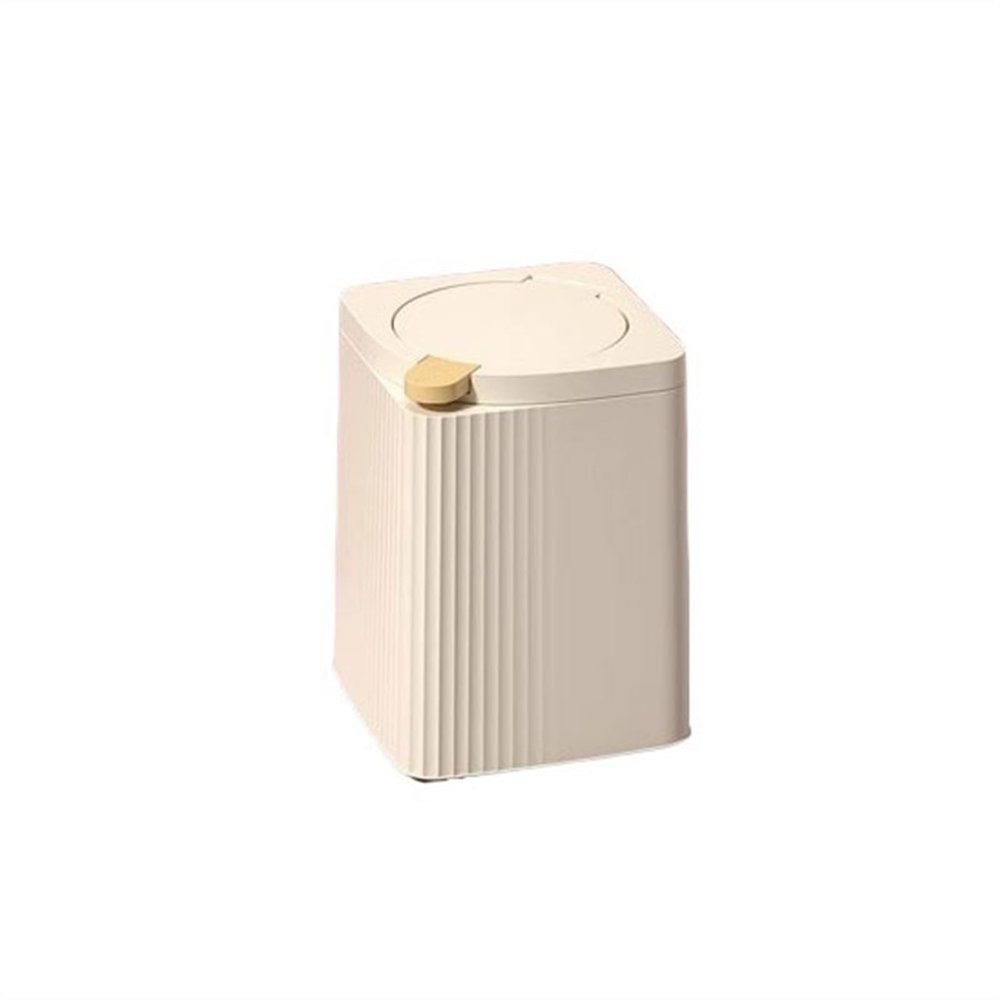 Trash Can Trash Can with Lid Household Light Luxury Living Room Desktop Large Capacity Press Pop Lid Toilet Bathroom Kitchen Waste Basket Trash Can Wastebasket (Color : White, Size : Small)