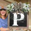 2024 Personalized 26 Letter Last Name Welcome Sign with Eucalyptus Garland and Bow, 16'' x 14" New Last Name Year Round Front Door Wreath, Spring Wreath for Front Door Decor, Farmhouse Home Gifts (P) view 1