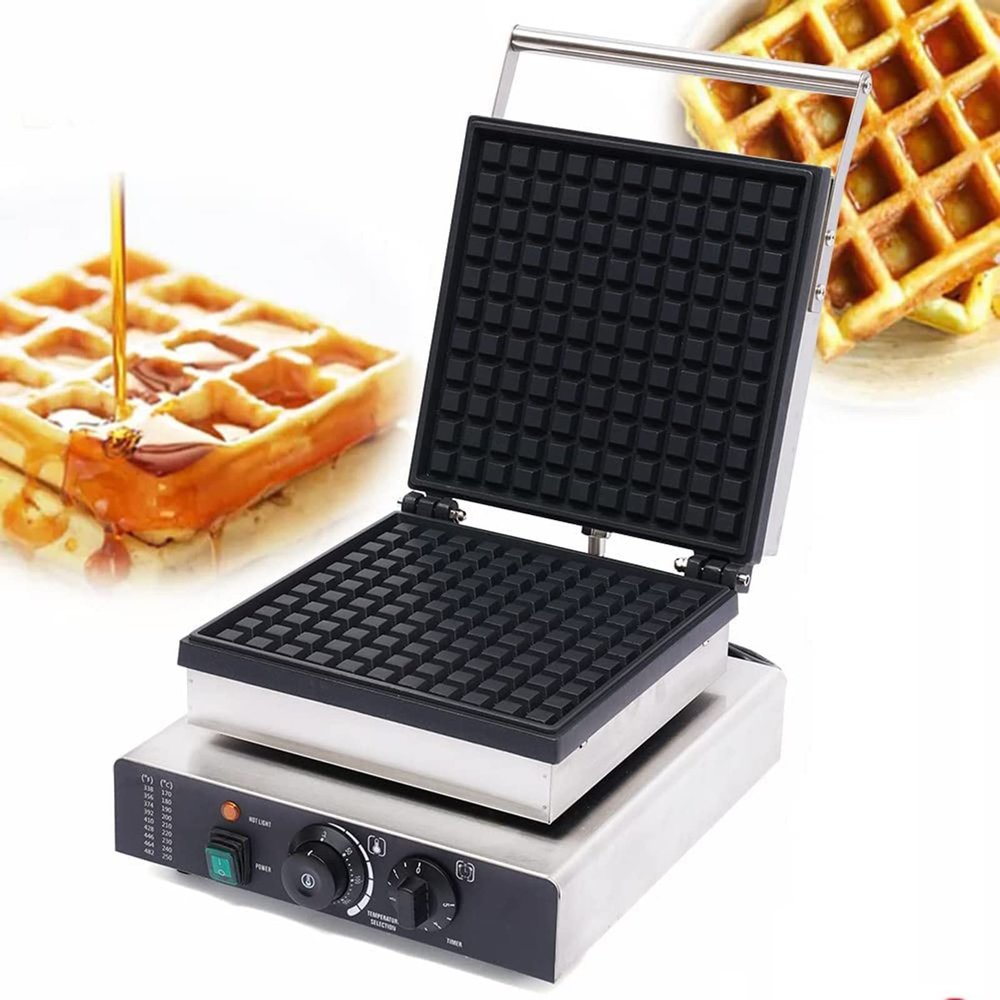 Commercial Rectangle Waffle Maker,2000W Stainless Steel Nonstick Electric Waffle Maker Machine W/Temperature And Time Control