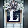 2024 Personalized 26 Letter Last Name Welcome Sign with Eucalyptus Garland and Bow, 16'' x 14" New Last Name Year Round Front Door Wreath, Spring Wreath for Front Door Decor, Farmhouse Home Gifts (C) view 2