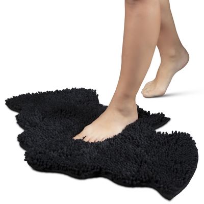 MANNY'S MYSTERIOUS ODDITIES Chenille Bat Bath Mat - 32 Inch by 20 Goth Bathroom Rug Extra Thick, Soft, Absorbant, and Machine Washable - Non Slip and No Creases - Bathroom Decor