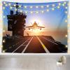 Loccor Aircraft Carrier Tapestry 118''x98'' Military Fighter Jet Air Force Party Wall Tapestry for Air Force Birthday Party Decorations Kids Boys Bedroom Living Room Decor view 1