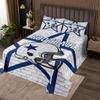 American Football Boys Bedspread Twin Size,Texas Star Cowboy Football Sports Coverlet Set,Boys Men Room Decor,Rugby Helmet Brick Wall Retro Quilted Coverlet,Blue White Bedding Quilt,1 Pillowcase view 1
