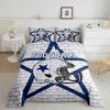 American Football Boys Comforter Set King Size,Texas Star Cowboy Football Sports Bedding Set,Boys Men Room Decor,Rugby Helmet Brick Wall Retro Down Comforter,Blue White Duvet Insert,2 Pillowcases view 4