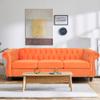affeivul Tufted Velvet Sofa, Comfy Big Wide Deep Living Room Couch with Armrest, Mid Century Modern Sofa Couch for Bedroom, Office (Orange Velvet, 3 Seater, 32"D x 84"W x 33"H) view 1