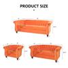 affeivul Tufted Velvet Sofa, Comfy Big Wide Deep Living Room Couch with Armrest, Mid Century Modern Sofa Couch for Bedroom, Office (Orange Velvet, 3 Seater, 32"D x 84"W x 33"H) view 2