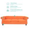 affeivul Tufted Velvet Sofa, Comfy Big Wide Deep Living Room Couch with Armrest, Mid Century Modern Sofa Couch for Bedroom, Office (Orange Velvet, 3 Seater, 32"D x 84"W x 33"H) view 3