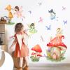Supzone Mushroom Fairy Wall Decals for Girls Elf Flower Butterfly Dragonfly Wall Stickers Peel and Stick Vinyl Wall Art Decor for Kids Baby Nursery Bedroom Living Room view 1