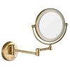 KEYQEEN Wall Mounted Lighted Makeup Mirror, Hardwired Double Sided Magnifying Vanity Mirror, 360 Swivel LED Bathroom Shaving Mirror,Brass,3X view 3