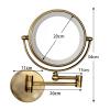 KEYQEEN Wall Mounted Lighted Makeup Mirror, Hardwired Double Sided Magnifying Vanity Mirror, 360 Swivel LED Bathroom Shaving Mirror,Brass,3X view 4