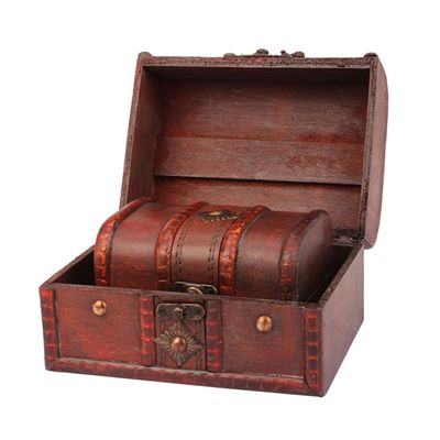 ABOOFAN 2pcs Antique Vintage Wooden Jewelry Treasure Chest Hand-carved Floral Decorative Storage Box for Organizing Jewelry Trinkets and Keepsakes