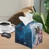 GLUDEAR Tissue Box Cover Square Cute Animal Print PU Leather Tissue Cube Box Holder Facial Paper Case,Wolf Moon view 4