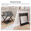 Smuxee Brown Bamboo Luggage Rack Pack of 2, Foldable Suitcase Stand with Storage Shelf, Easily Assembled Luggage Stand with 5 Nylon Straps for Guest Room Bedroom Hotel view 2
