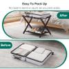 Smuxee Brown Bamboo Luggage Rack Pack of 2, Foldable Suitcase Stand with Storage Shelf, Easily Assembled Luggage Stand with 5 Nylon Straps for Guest Room Bedroom Hotel view 3