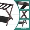 Smuxee Brown Bamboo Luggage Rack Pack of 2, Foldable Suitcase Stand with Storage Shelf, Easily Assembled Luggage Stand with 5 Nylon Straps for Guest Room Bedroom Hotel view 4