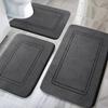 YIHOUSE Memory Foam Bath Mat Set, Non Slip Bath Mats for Bathroom, Super Soft and Water Absorbent Bath Rug Set, Machine Washable U Shape Toilet Mats, Dark Grey view 1