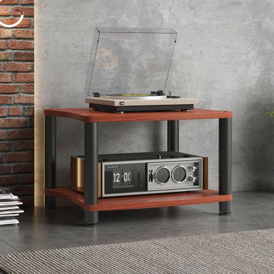 SOBS 2/3/4-Tier Media Stand Audio/Video Component Cabinet, Home Theater Entertainment Center CD Player Stand Stereo Rack and Audio Tower with Wooden Storage Shelves (Color : B, Size : 2-Tier)