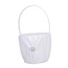 White Satin Flower Girl Basket with Rhinestone Decor for Weddings view 1