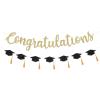 FHGG Congratulations Banner Graduation Decorations Class of 2026 Gold Glitter Congrats Grad with Tassel Party Decor College High School Party Favors Black NO DIY view 1