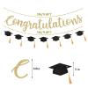 FHGG Congratulations Banner Graduation Decorations Class of 2026 Gold Glitter Congrats Grad with Tassel Party Decor College High School Party Favors Black NO DIY view 3