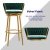 Bar Height Barstools Set of 3 Modern Kitchen Stools Velvet Upholstered Counter Stool Chairs with Gold Metal Legs for Kitchen Island/Breakfast Bar/Restaurant, Green view 4