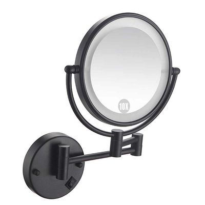 8 in 10X Magnification Wall Mount Make up Mirror with LED Lights, Wall Mounted Vanity Mirror Bathroom Mirror LED Lighted Double Sided with Lights and 10X Magnification,Charging ( Size : Hardwire )
