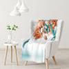 AMAZWI Teal and Orange Flower Throw Blanket,Super Soft Warm Flannel Blanket for Bed Couch Living Room,Gifts Blanket,All Season, Thick, RGT131 view 1