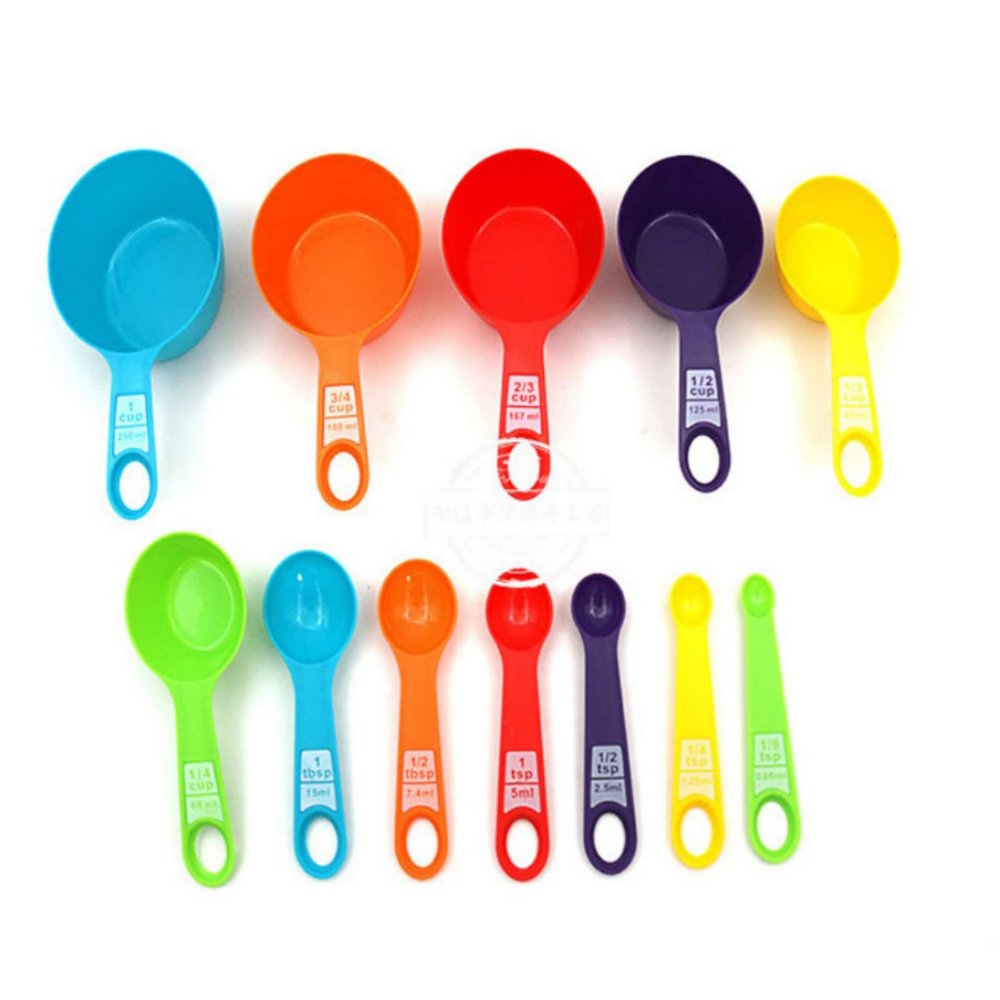 12PCS Measuring Cups and Spoons Set, Colorful Kitchen Measuring Set Stackable Measuring Spoons with Hook for Dry and Liquid(12pcs)