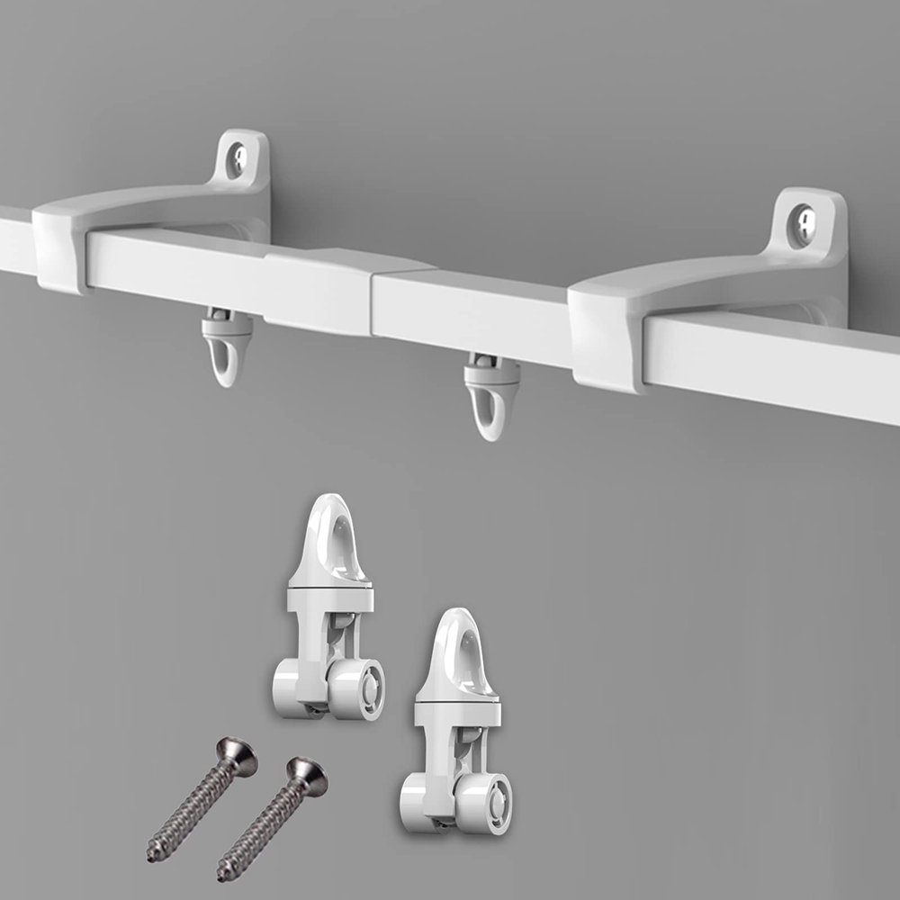 Clothes Hanging Rod Laundry Room White Flexible Curtain Track Tension Rod Wall Mount Plus Window, Heavy-Duty Single Curtain Rails Room Divider for Living Room Bedroom Bed Room Closet Gazebo ( Size : 1