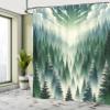 Ambesonne Forest Shower Curtain, Deep Pristine Woodland Pure Wild Outdoorsy Dreamy Abstract Landscape, Cloth Fabric Bathroom Decor Set with Hooks, 69" W x 84" L, Hunter Green and Evergreen view 2