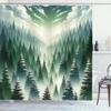 Ambesonne Forest Shower Curtain, Deep Pristine Woodland Pure Wild Outdoorsy Dreamy Abstract Landscape, Cloth Fabric Bathroom Decor Set with Hooks, 69" W x 84" L, Hunter Green and Evergreen view 3