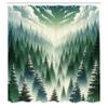Ambesonne Forest Shower Curtain, Deep Pristine Woodland Pure Wild Outdoorsy Dreamy Abstract Landscape, Cloth Fabric Bathroom Decor Set with Hooks, 69" W x 84" L, Hunter Green and Evergreen view 4