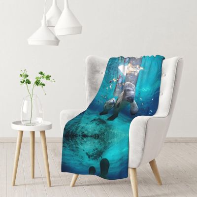 AMAZWI West Indian Manatees Throw Blanket,Super Soft Warm Flannel Blanket for Bed Couch Living Room,Gifts Blanket,All Season, Normal, RGT131