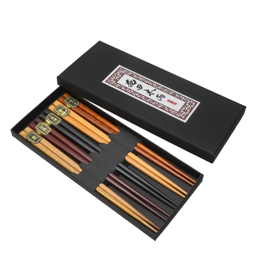 Ciieeo 5pairs Japanese Style Natural Wood Chopsticks Set Non- Reusable Tableware for Home Dining Sushi Nights and Lightweight Utensils for Travel